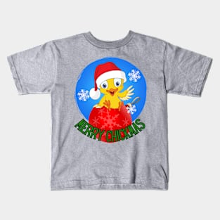 Funny Little Santa Chick wishing everyone a Merry Chickmas Christmas Kids T-Shirt